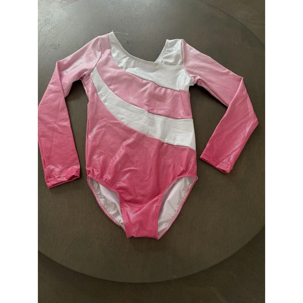 Gymnastic Leotard for Girls Long Sleeve Glitter Rhinestone Dance Ballet Bodysuit